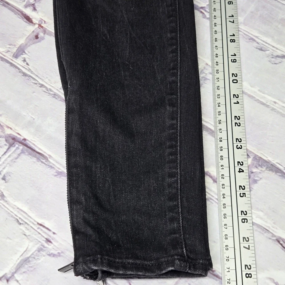 Athleta Sculptek Skinny Jeans Black Carbon Faded Ankle Zip‎ Denim Womens 6